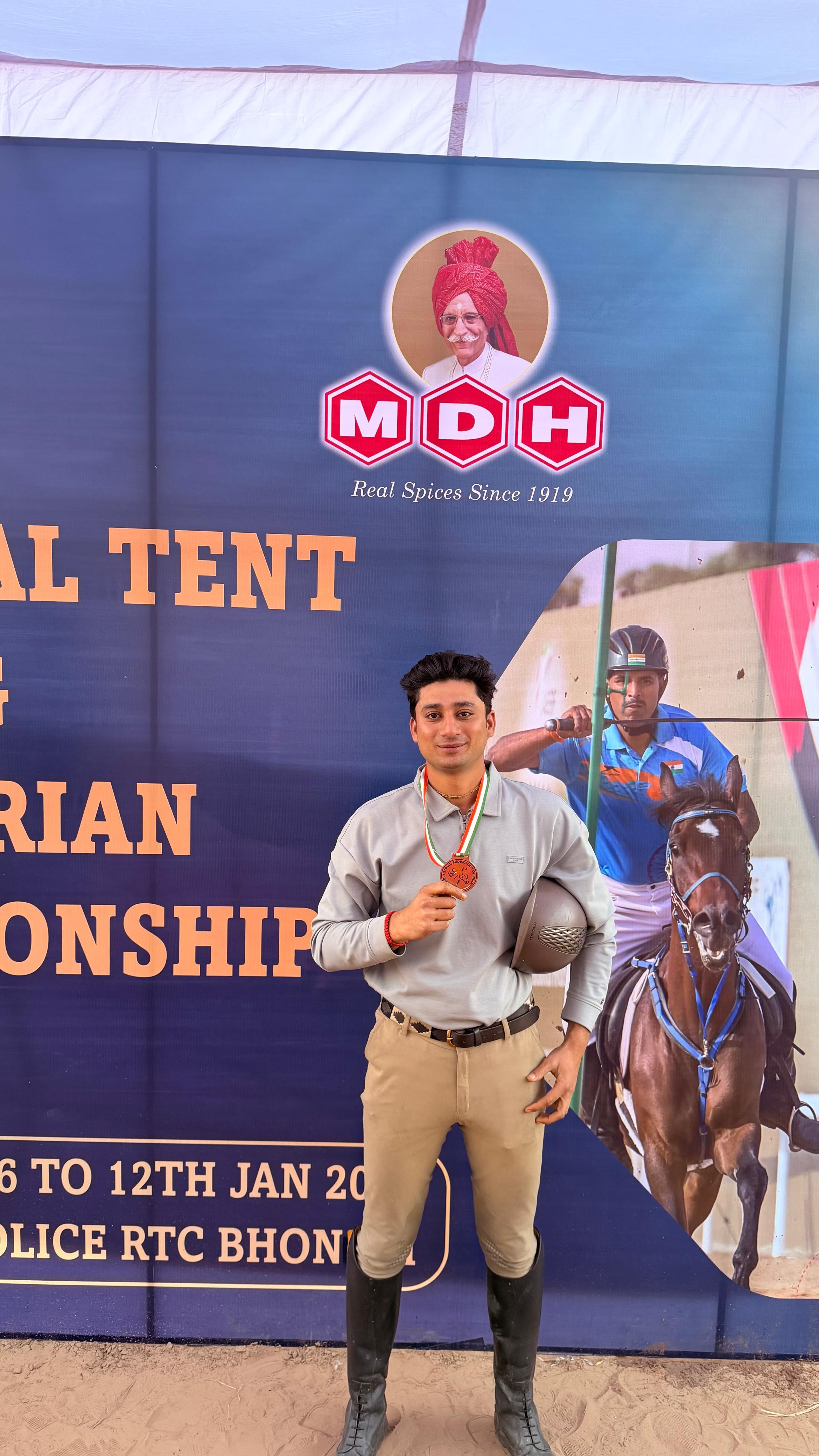 winning the Silver Medal at the Senior Level National Tent Pegging Equestrian Championship 2026