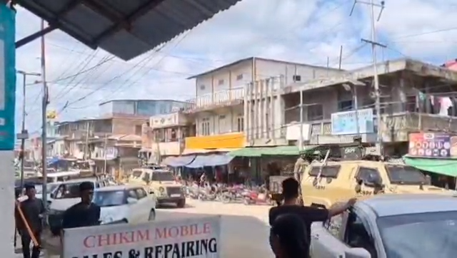 Central Forces COBRA undertaking Show of Strength Route March in Tuithaphai town